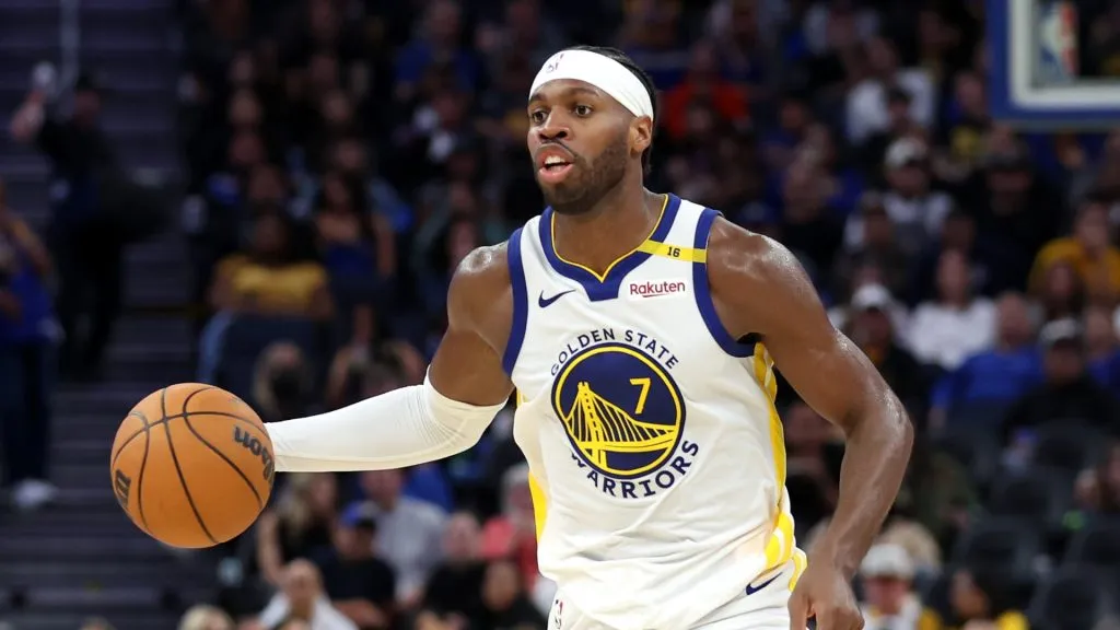 Buddy Hield #7 of the Golden State Warriors in action against the Sacramento Kings during their preseason game at Chase Center on October 11, 2024 in San Francisco, California.