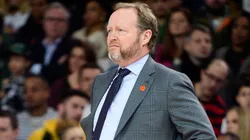 Mike Budelholzer looking concerned in one of the games.