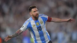 Lionel Messi of Argentina celebrates after scoring the team's first goal during the FIFA World Cup 2026 South American Qualifier match between Argentina and Bolivia