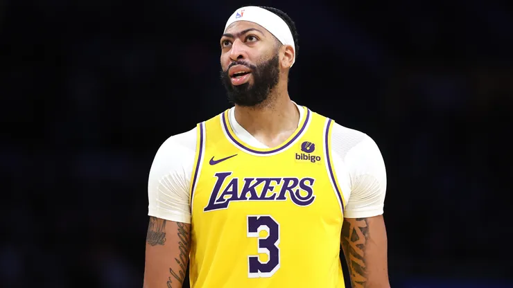 Anthony Davis #3 of the Los Angeles Lakers looks on during the second half of a game against the Charlotte Hornets