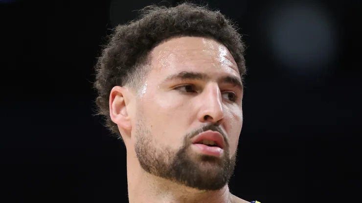 Klay Thompson #11 of the Golden State Warriors looks on during the first half of a game against the Los Angeles Lakers at Crypto.com Arena on March 16, 2024 in Los Angeles, California.