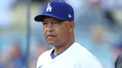 Manager Dave Roberts of the Los Angeles Dodgers looks on before Game One of the Championship Series against the New York Mets at Dodger Stadium on October 13, 2024 in Los Angeles, California.