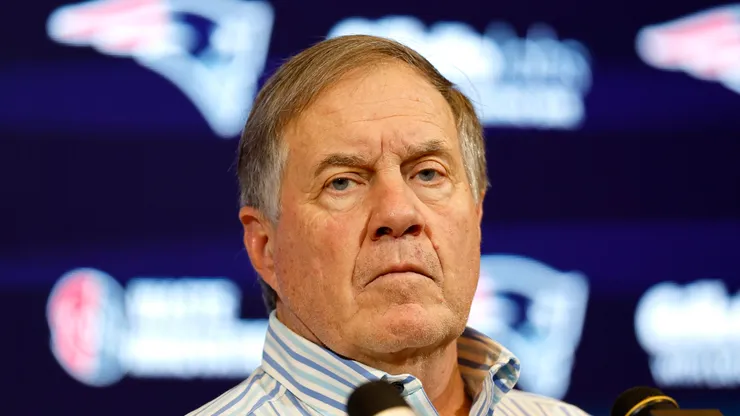 Former New England Patriots head coach Bill Belichick speaks during a press conference after a game against the New York Jets at Gillette Stadium on January 07, 2024 in Foxborough, Massachusetts.