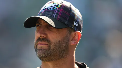 Philadelphia Eagles head coach Nick Sirianni looks on prior to the game against the Cleveland Browns at Lincoln Financial Field on October 13, 2024 in Philadelphia, Pennsylvania.