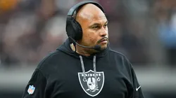 Las Vegas Raiders head coach Antonio Pierce looks on during the second quarter of a game against the Pittsburgh Steelers at Allegiant Stadium on October 13, 2024 in Las Vegas, Nevada.
