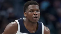 Anthony Edwards #5 of the Minnesota Timberwolves brings the ball down court against the Dallas Maverick in the third quarter during Game Three of the Western Conference Finals at American Airlines Center on May 26, 2024 in Dallas, Texas.