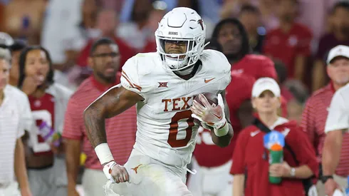 Anthony Hill Jr. #0 of the Texas Longhorns runs the ball after a catch during the fourth quarter against the Alabama Crimson Tide at Bryant-Denny Stadium on September 09, 2023 in Tuscaloosa, Alabama.