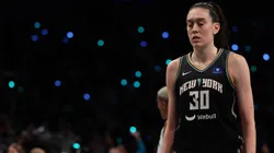 Breanna Stewart #30 of the New York Liberty looks on during the second half against the Minnesota Lynx during Game One of the WNBA Finals at the Barclays Center on October 10, 2024 in New York City.