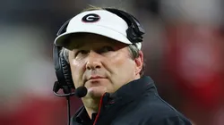 Head coach Kirby Smart of the Georgia Bulldogs looks on during the first quarter against the Alabama Crimson Tide at Bryant-Denny Stadium on September 28, 2024 in Tuscaloosa, Alabama.