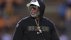 Head coach Deion Sanders of the Colorado Buffaloes looks on prior to the game against the North Dakota State Bison at Folsom Field on August 29, 2024 in Boulder, Colorado.