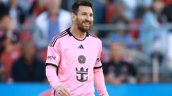 Lionel Messi #10 of Inter Miami CF laughs during a game against Toronto FC at BMO Field on October 5, 2024 in Toronto, Ontario, Canada. (Photo by Vaughn Ridley/Getty Images)