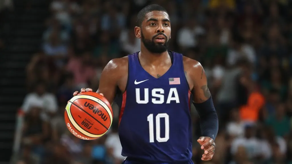 Kyrie Irving #10 of United States handles the ball against Spain during the Men's Semifinal match on Day 14 of the Rio 2016 Olympic Games at Carioca Arena 1 on August 19, 2016 in Rio de Janeiro, Brazil.