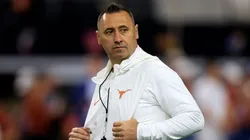 Head coach Steve Sarkisian of the Texas Longhorns looks on before taking on the Oklahoma State Cowboys in the Big 12 Championship at AT&T Stadium on December 2, 2023 in Arlington, Texas.