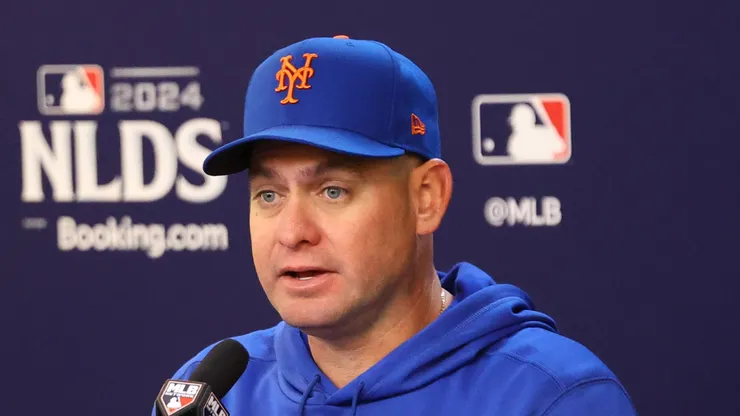 Mets manager Carlos Mendoza speaks to the media during a press conference before the baseball game against the Philadelphia Phillies.