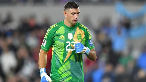 Emiliano Martinez of Argentina looks on during the FIFA World Cup 2026 Qualifier match between Argentina and Chile at Estadio Más Monumental Antonio Vespucio Liberti on September 05, 2024 in Buenos Aires, Argentina.