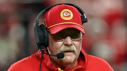 Head coach Andy Reid of the Kansas City Chiefs looks on during the game against the New Orleans Saints at GEHA Field at Arrowhead Stadium on October 07, 2024 in Kansas City, Missouri.
