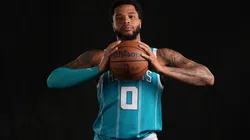 Miles Bridges #0 of the Charlotte Hornets poses for a portrait during Charlotte Hornets Media Day at Spectrum Center on September 30, 2024 in Charlotte, North Carolina.