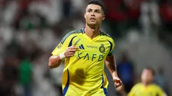 Cristiano Ronaldo of Al Nassr celebrates after scoring the 1st goal during the Saudi Pro League match between Al Ettifaq and Al Nassr at Al Ettifaq Stadium on September 20, 2024 in Ad Dammam, Saudi Arabia. (Photo by Yasser Bakhsh/Getty Images)