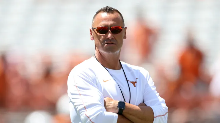 Head coach Steve Sarkisian of the Texas Longhorns stands on the field before the game against the Colorado State Rams at Darrell K Royal-Texas Memorial Stadium on August 31, 2024 in Austin, Texas.