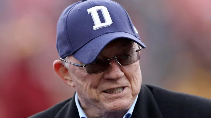 Dallas Cowboys owner Jerry Jones walks the field before the game against the Washington Commanders at FedExField on January 07, 2024 in Landover, Maryland.