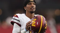 Quarterback Jayden Daniels #5 of the Washington Commanders during the NFL game at State Farm Stadium on September 29, 2024 in Glendale, Arizona. The Commanders defeated the Cardinals 42-14.