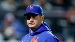 Manager Carlos Mendoza of the New York Mets looks on during the sixth inning against the St. Louis Cardinals at Citi Field on April 26, 2024 in the Queens borough of New York City.