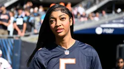 Angel Reese of the Chicago Sky looks on before the game between the Carolina Panthers and the Chicago Bears