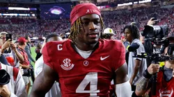 Jalen Milroe #4 of the Alabama Crimson Tide leaves the field after his team's victory against the Georgia Bulldogs at Bryant-Denny Stadium on September 28, 2024 in Tuscaloosa, Alabama.
