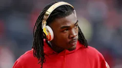 Rashee Rice #4 of the Kansas City Chiefs warms up before Super Bowl LVIII against the Kansas City Chiefs at Allegiant Stadium on February 11, 2024 in Las Vegas, Nevada.