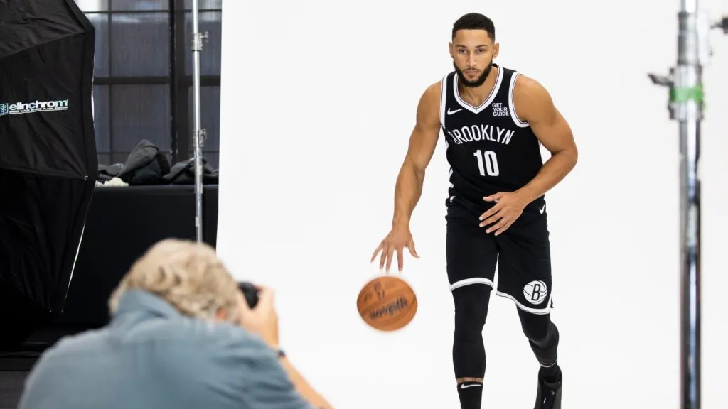 Ben Simmons #10 of the Brooklyn Nets poses for photos during NBA Media Day at Brooklyn Nets HSS Training Center on September 30, 2024 in the Brooklyn borough of New York City.