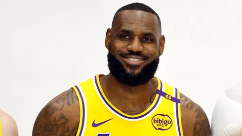 LeBron James #23, of the Los Angeles Lakers attend a Los Angeles Lakers media day at UCLA Health Training Center on September 30, 2024 in El Segundo, California.