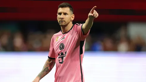 Lionel Messi #10 of Inter Miami yells to his team against Atlanta United during the second half at Mercedes-Benz Stadium on September 18, 2024 in Atlanta, Georgia. (Photo by Kevin C. Cox/Getty Images)