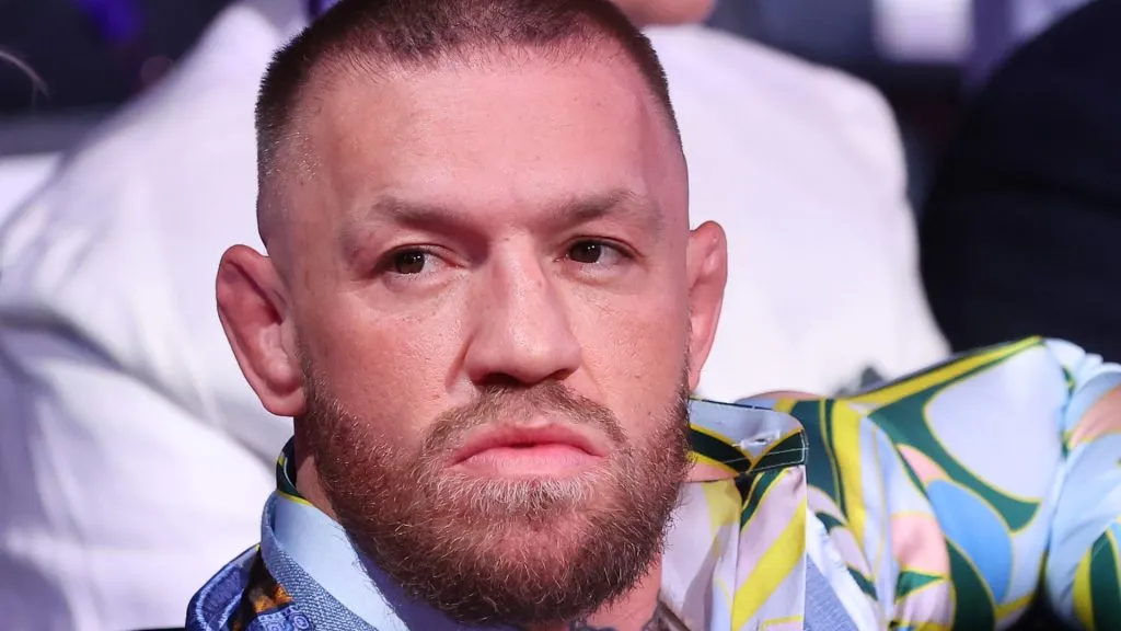 Conor McGregor looks on from ringside prior to during the IBF World Heavyweight Title fight between Daniel Dubois and Anthony Joshua, on the Riyadh Season - Wembley Edition card at Wembley Stadium on September 21, 2024 in London, England.