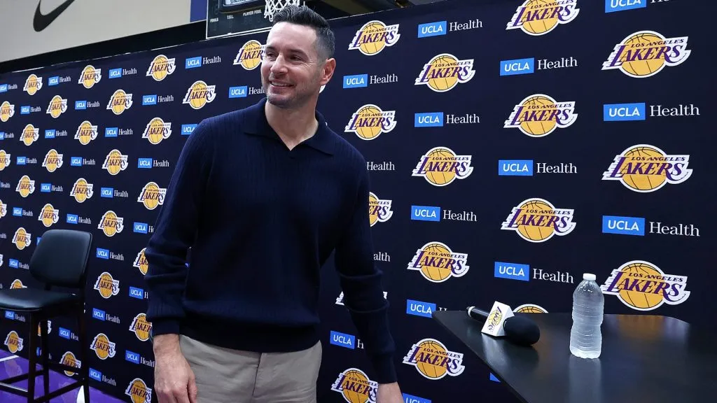 Head coach JJ Redick of the Los Angeles Lakers after a press conference at UCLA Health Training Center on September 25, 2024 in El Segundo, California. (Photo by Ronald Martinez/Getty Images)