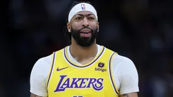 Anthony Davis #3 of the Los Angeles Lakers walks back to his bench while playing the Denver Nuggets in the first quarter during game five of the Western Conference First Round Playoffs at Ball Arena on April 29, 2024 in Denver, Colorado.