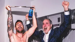 Lionel Messi and Jorge Mas with Supporters Shield.
