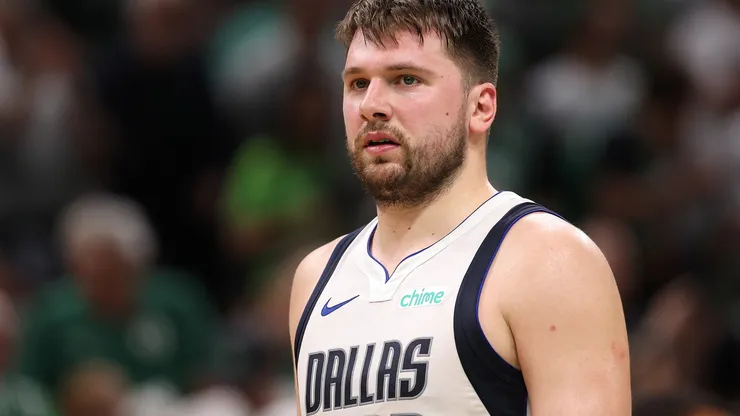Luka Doncic #77 of the Dallas Mavericks looks on during the second quarter of Game Five of the 2024 NBA Finals against the Boston Celtics at TD Garden on June 17, 2024 in Boston, Massachusetts.