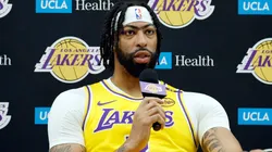 nthony Davis #3 of the Los Angeles Lakers speaks during a Los Angeles Lakers media day at UCLA Health Training Center on September 30, 2024 in El Segundo, California.