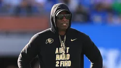 Head coach Deion Sanders of the Colorado Buffaloes looks prior to a game against the UCLA Bruins at Rose Bowl Stadium on October 28, 2023 in Pasadena, California.