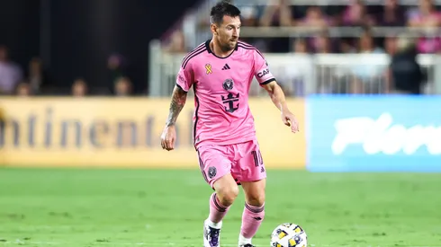 Lionel Messi #10 of Inter Miami controls the ball against the Charlotte FC during the first half of the game at Chase Stadium on September 28, 2024 in Fort Lauderdale, Florida. (Photo by Megan Briggs/Getty Images)