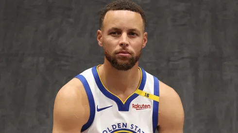 Stephen Curry #30 of the Golden State Warriors poses for the media during the Warriors Media Day at Chase Center on September 30, 2024 in San Francisco, California.