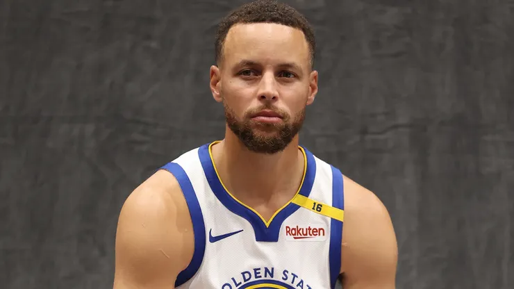 Stephen Curry #30 of the Golden State Warriors poses for the media during the Warriors Media Day at Chase Center on September 30, 2024 in San Francisco, California.
