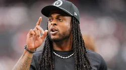 Davante Adams #17 of the Las Vegas Raiders looks on before the game against the Cleveland Browns at Allegiant Stadium on September 29, 2024 in Las Vegas, Nevada.