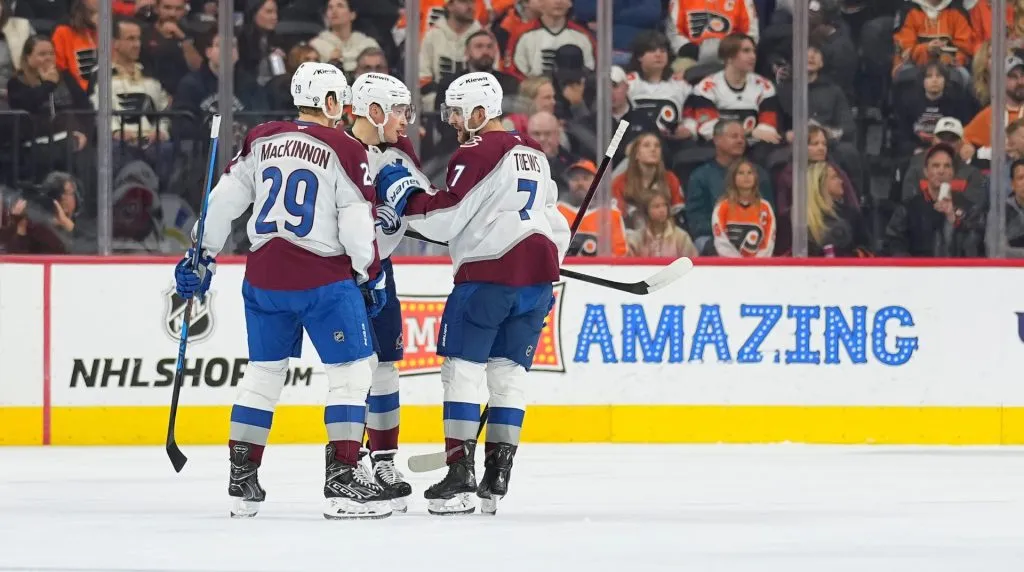Nathan MacKinnon #29 of the Colorado Avalanche plays the Vegas Golden Knights in overtime at Ball Arena on November 27, 2024 in Denver, Colorado.&nbsp;Photo by Mitchell Leff/Getty Images