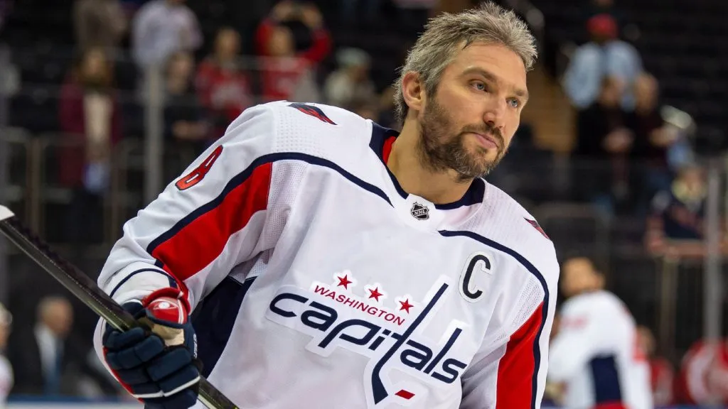 Capitals left wing Alex Ovechkin skates in warm-ups prior to the game The New York Rangers and The Washington Capitals at Madison Square Garden in 2020. (Source: IMAGO / ZUMA Press Wire)
