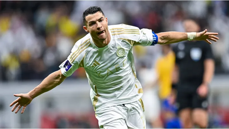 Cristiano Ronaldo of Al Nassr FC celebrates after scoring a goal during the AFC Champions League elite west football match.