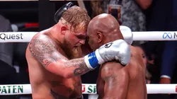 Jake Paul and Mike Tyson at the end of their fight