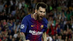 Lionel Messi celebrates after scoring a goal for FC Barcelona