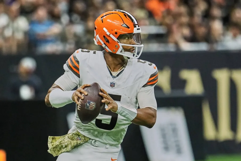 November 17, 2024, New Orleans, Louisiana, U.S: Cleveland Browns quarterback Jameis Winston looks to pass against the New Orleans Saints during an NFL, American Football Herren, USA regular season game in New Orleans, Louisiana USA on November 17, 2024. The Saints beat the Browns 35 – 14. New Orleans U.S – ZUMAa14_ 20241117_zaf_a14_017 Copyright: xDanxAndersonx