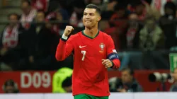 Cristiano Ronaldo seen celebrating after scoring goal during UEFA Nations League game between national teams of Poland and Portugal